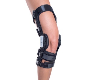 **Figure X:** Illustrates what a typical knee brace looks like and how it is applied to the knee. 
 (Source: Better Braces, 2016)