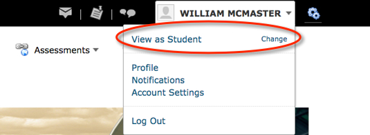 Selecting View as Student