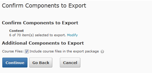 Click continue to confirm Export